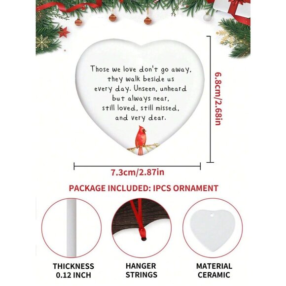Red Cardinal Ornament (Those We Don't Go Away) Tree Hanging Ornament Decoration - Picture 4 of 7